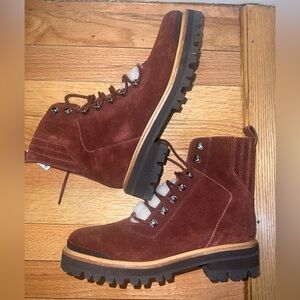 brand new Marc Fisher Izzie Lugsole Ankle Boot Dark Red Suede